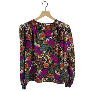 Vintage NICOLA Floral Print Long Sleeve Blouse Multicolor Crewneck Size 14